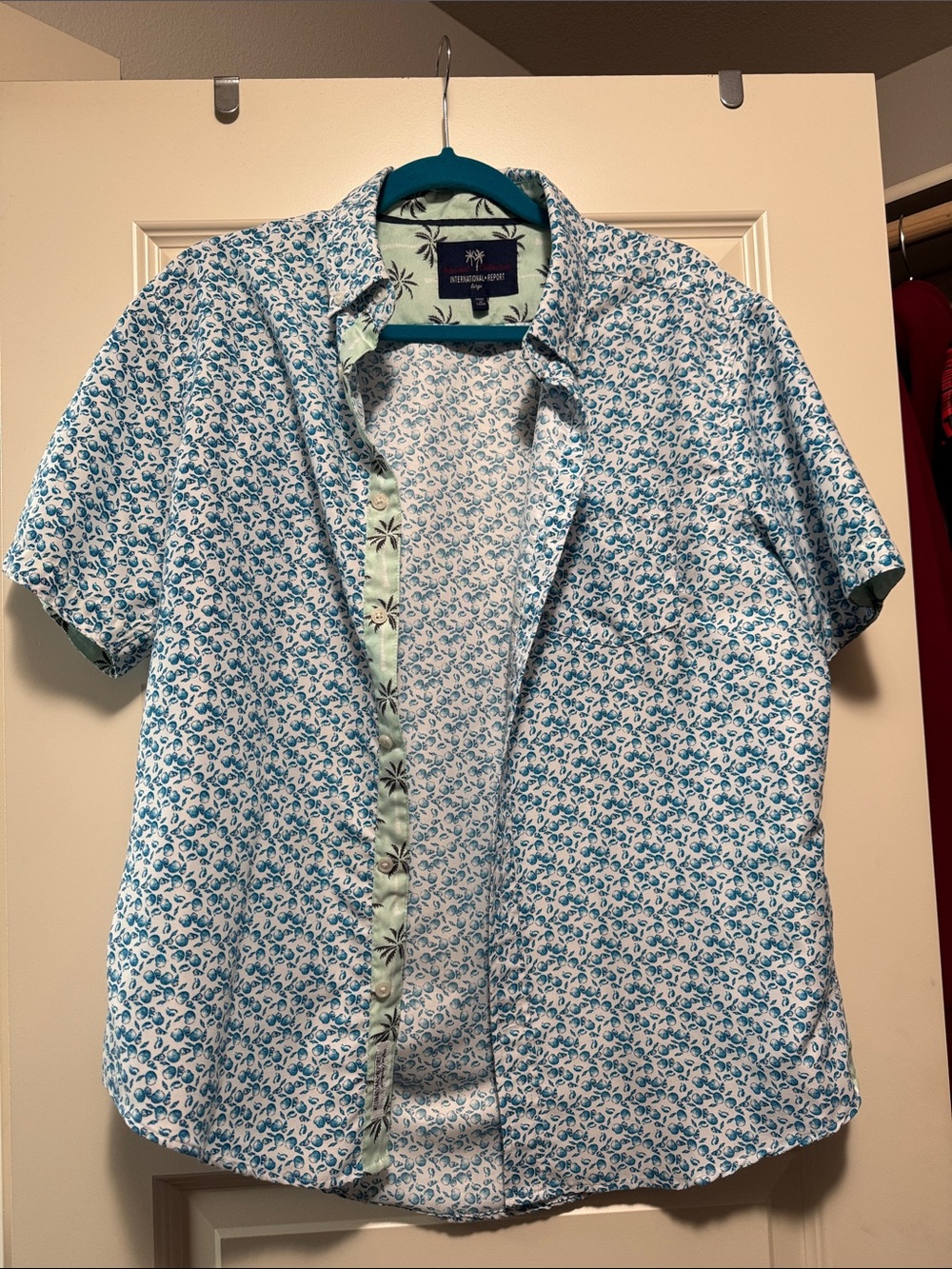 Blue Floral Short-Sleeve Men's Shirt